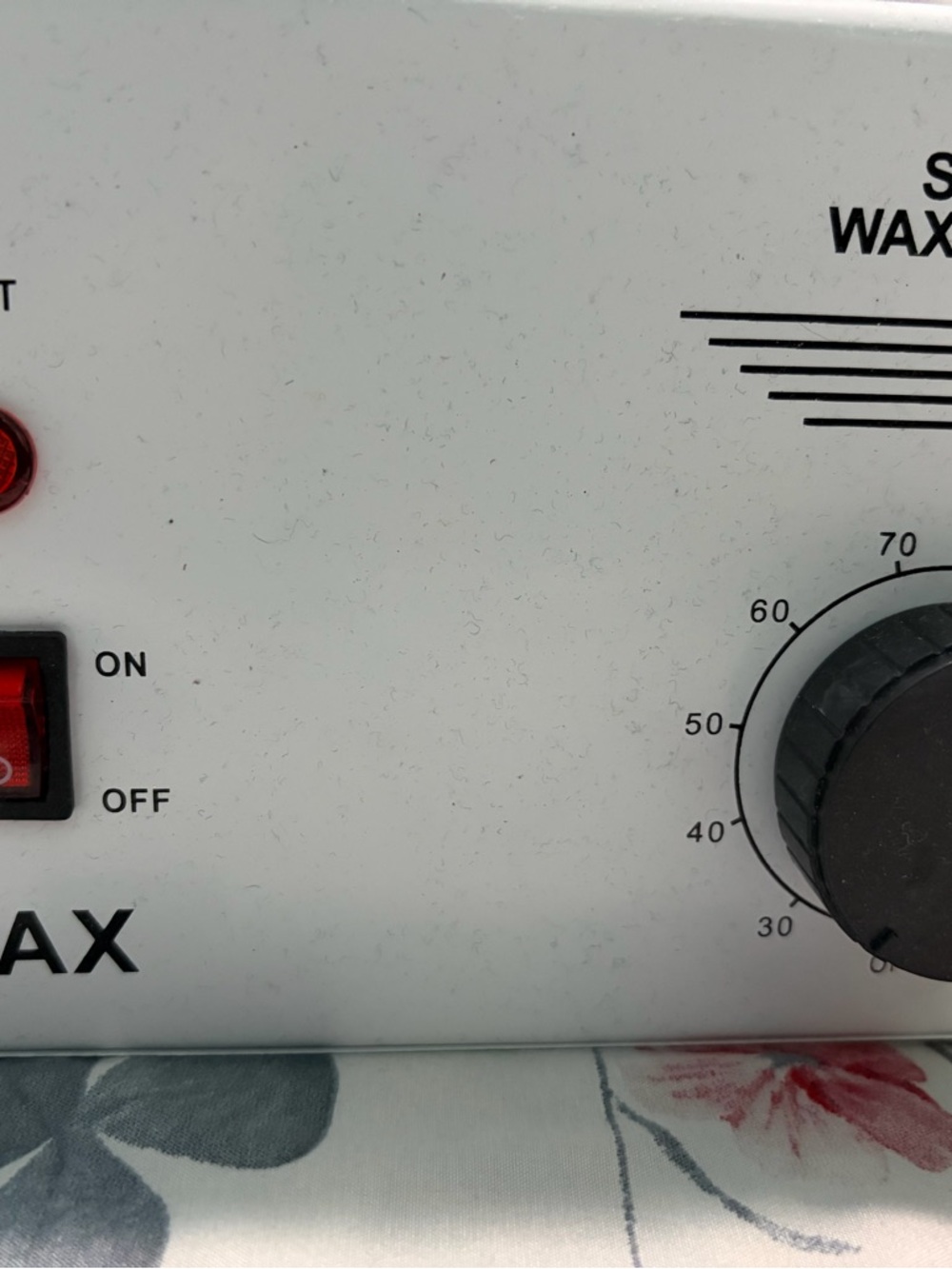 White Wax Heater with Black Dial and Red Indicator
